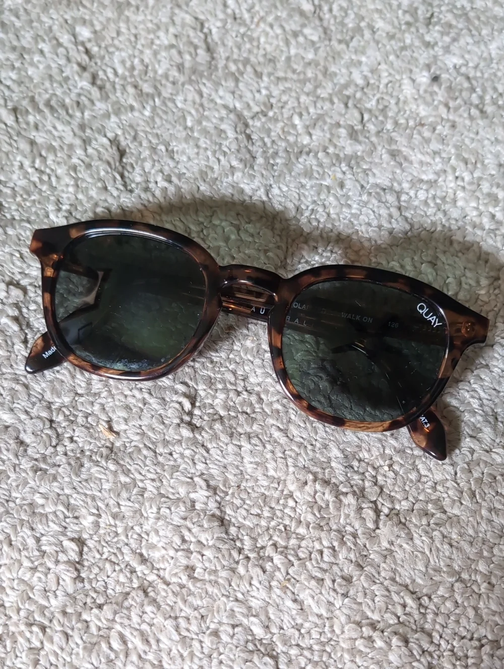 Quay Australia Tortoiseshell Frame Sunglasses with Green Lenses